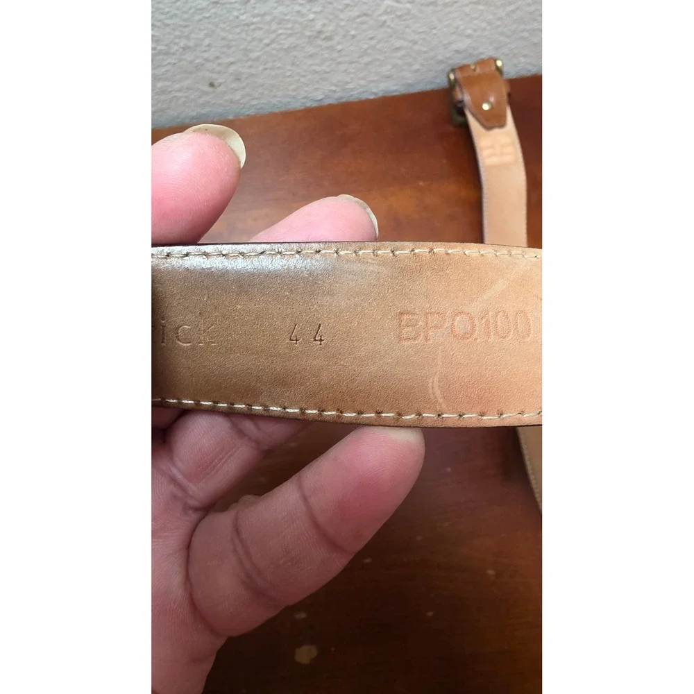 Paul Fredrick Belt Mens 44‎ Brown Leather Canvas Made in Italy Casual Classic